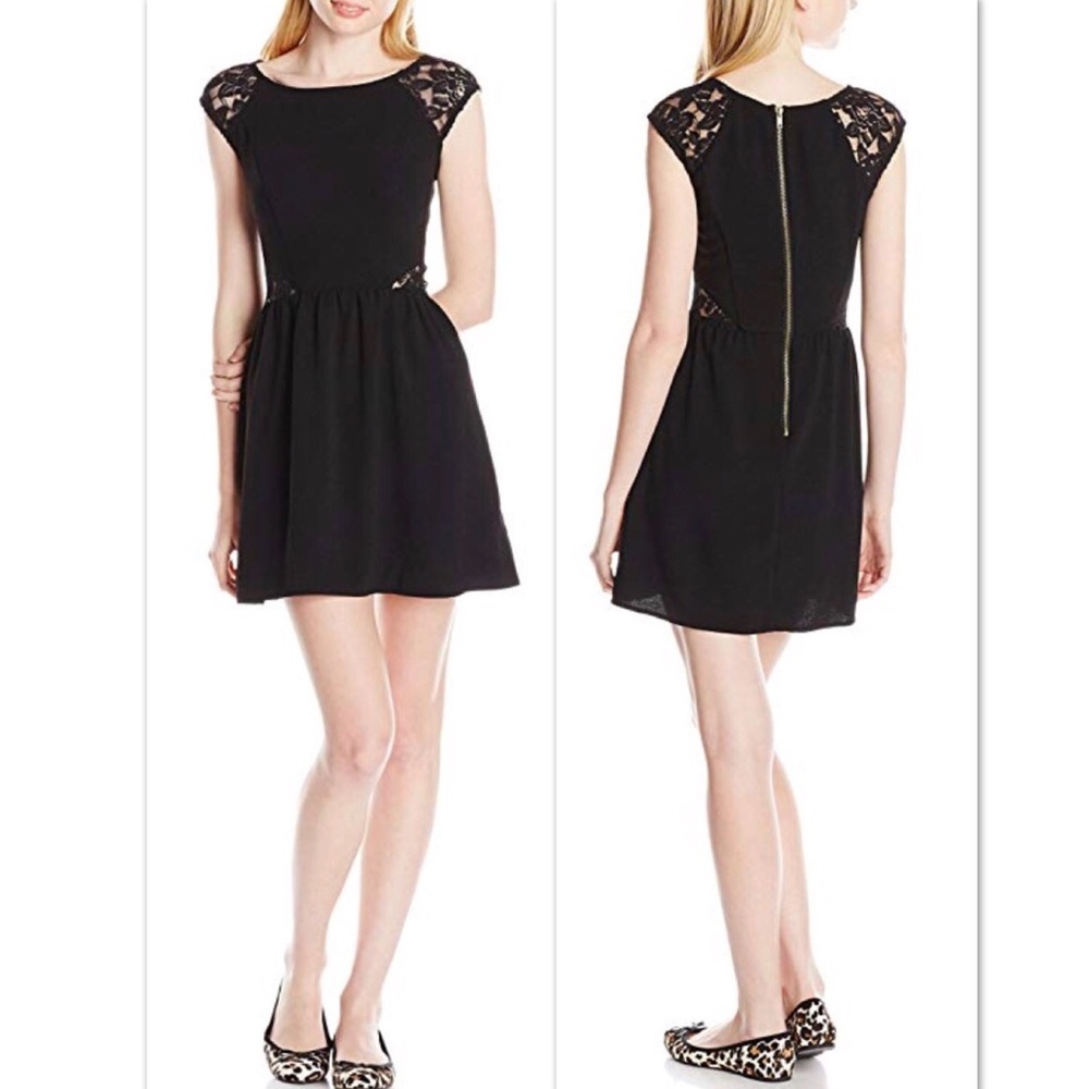 Speechless lace sleeve and cutout black dress